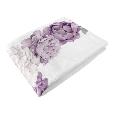 Peony Floral Garden Lavender Purple and Ivory Milestone Baby Blanket by Sweet Jojo Designs