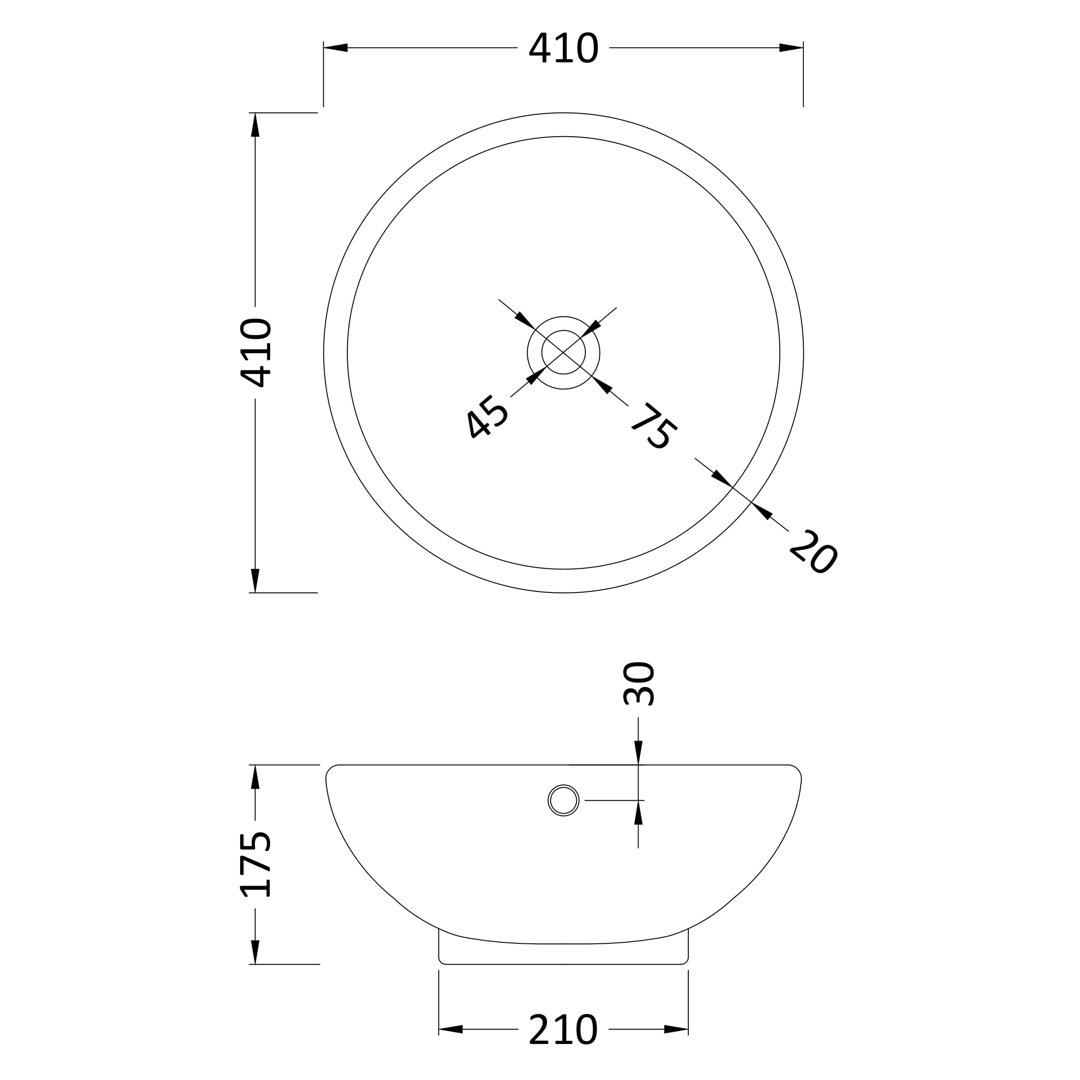 Nuie Vessels 410mm L x 410mm W White Vitreous China Circular Sink with Overflow