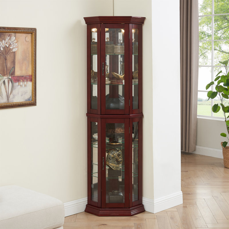 Vitrine de coin avec lumières, Cerisier