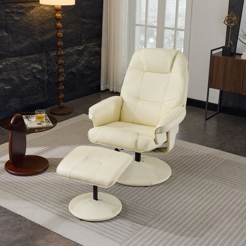 011-Fauteuil inclinable de massage avec repose-pieds, Beige, Beige