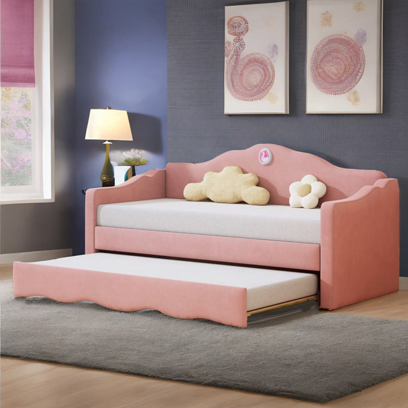 Twin Size Upholstered Daybed, Pink