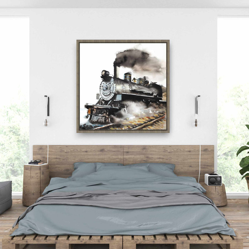 Art rétro sur toile encadrée, train à vapeur rétro