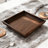 Walnut Wood And Leather Tray For Desk Organizer - For Remote Controls, Jewelry, Cosmetics And Aromatherapy Items-973161308-973161310-973161306