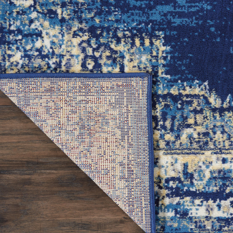 Burnie Oriental Blue/White Area Rug, Rectangle 3'9" x 5'9"