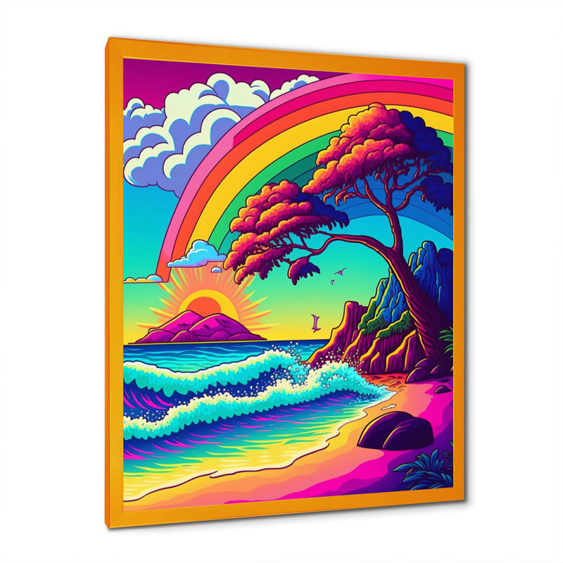 Paysage coloré de la plage II - impressions sur toile de paysage moderne, H 40 po x l 30 po x P 1,5 po