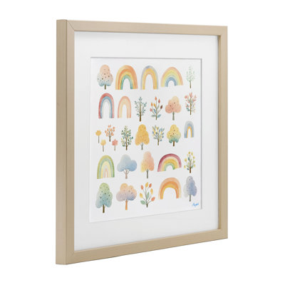 «Happy Rainbows & Foliage», reproduction sous verre encadrée, design par Roozbeh