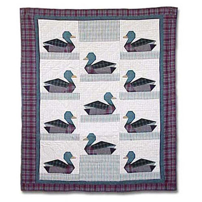 Ducks Rustic Cotton Geometric Shapes Quilt