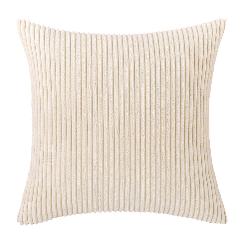 Striped Cotton Blend Reversible Throw Pillow, 18" x 18", Cream