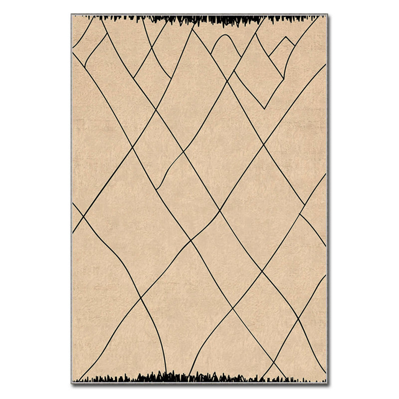 Tapis beige rectangulaire en polyester tissé à la machine, Rectangle 5 pi 11 po x 9 pi 2 po