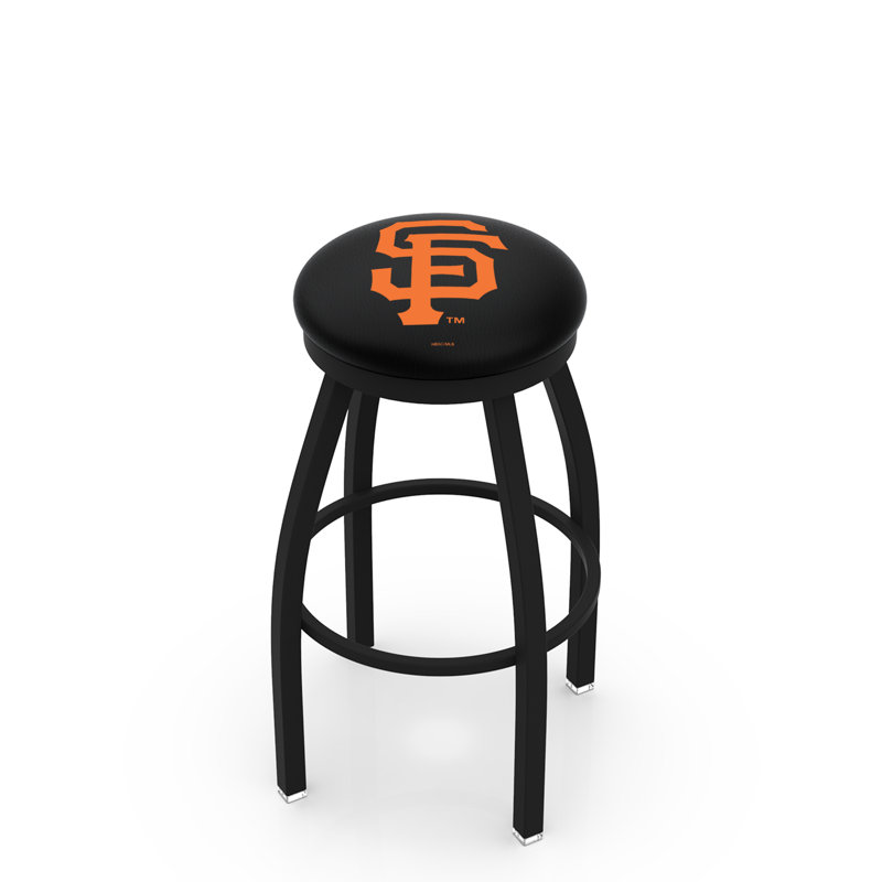 NHL 25" Swivel Bar Stool with Cushion, Black Wrinkle, Black Wrinkle, San Francisco Giants