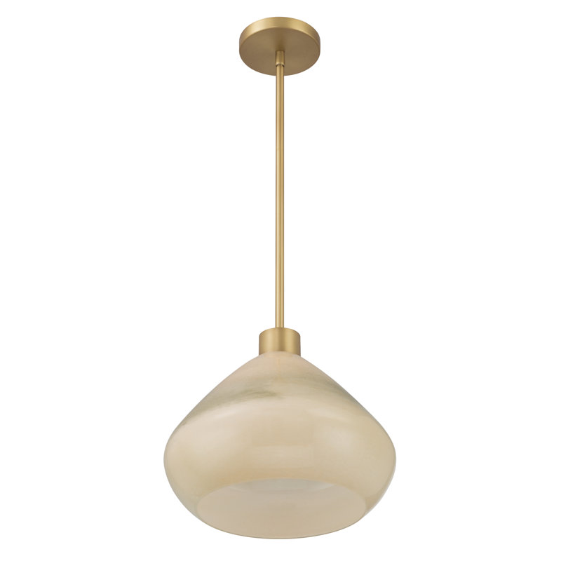 Luminaire suspendu 1 lumière 12,5 po Elaris, Vert, Laiton