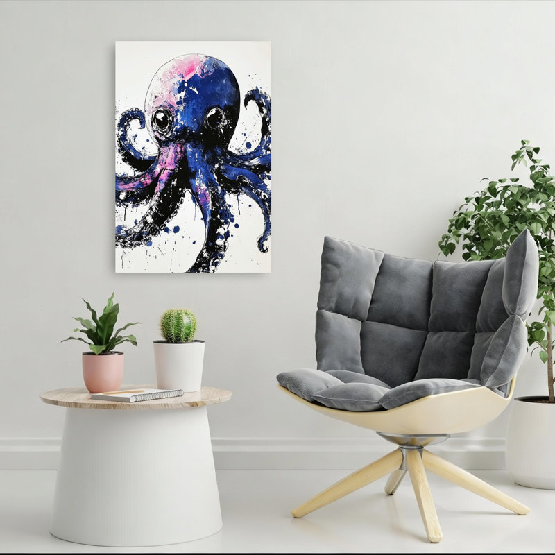 «Vibrant Ink Octopus», art moderne abstrait, H 36 po x l 24 po