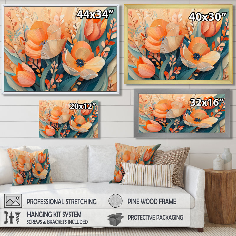«Pastel Colors of Tulips Dream Fragments II - Abstract Botanicals», art mural, H 30 po x l 40 po, Noir, noir, noir, noir
