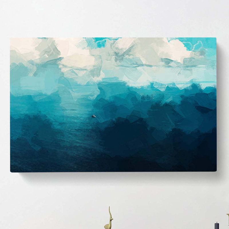 Boat Out To Sea In Abstract - Wrapped Canvas, 60cm H x 91cm W x 3cm D