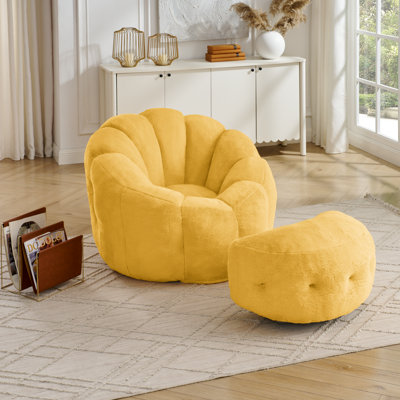Elaine 46"Â 3-in-1 Bean Bag Chair &Lounger with Ottoman for Adults by Trule