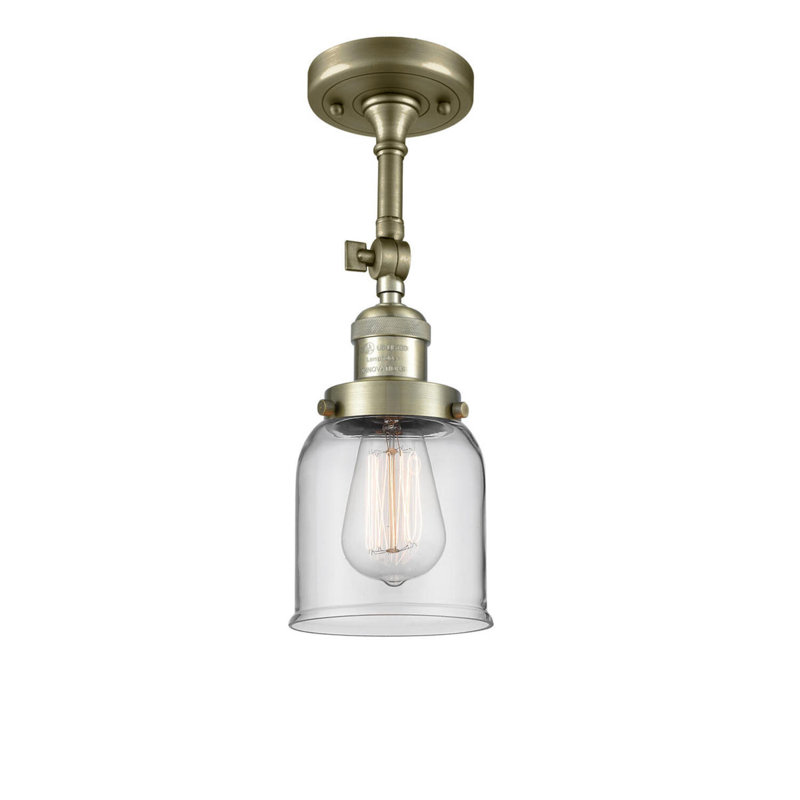 Applique murale 1 lumière 8 po Bell, Laiton antique, Ampoule à DEL rétro de 6 watts, Clair