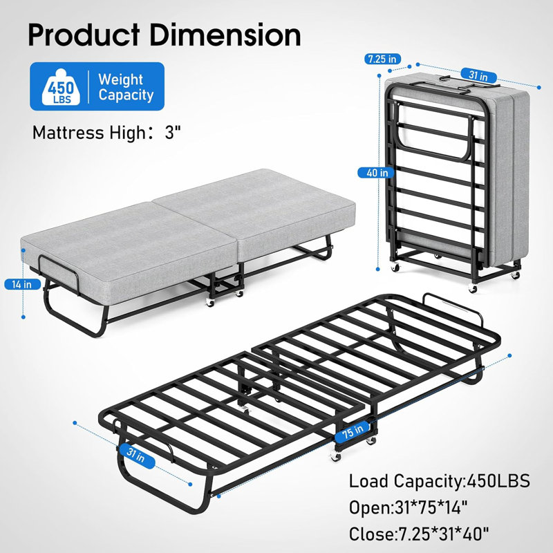 Metal Daybed with Trundle and Mattress