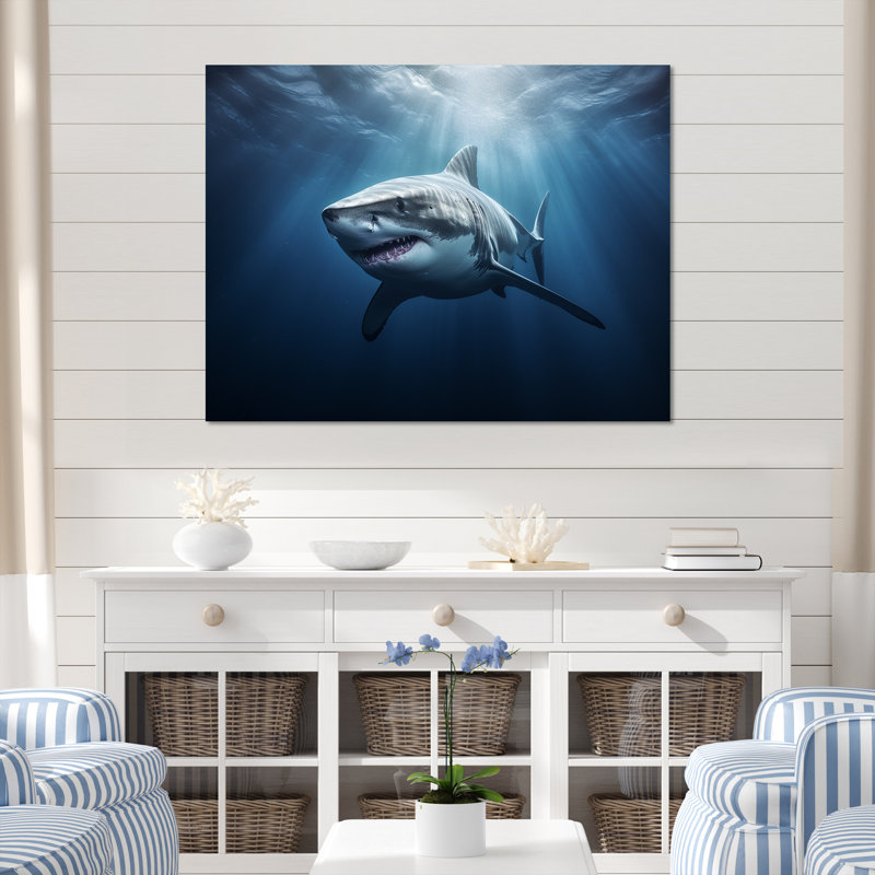 " Oceans Blue Ghost Shark Photography III ", 12" H x 20" W x 1" D, Wrapped Canvas
