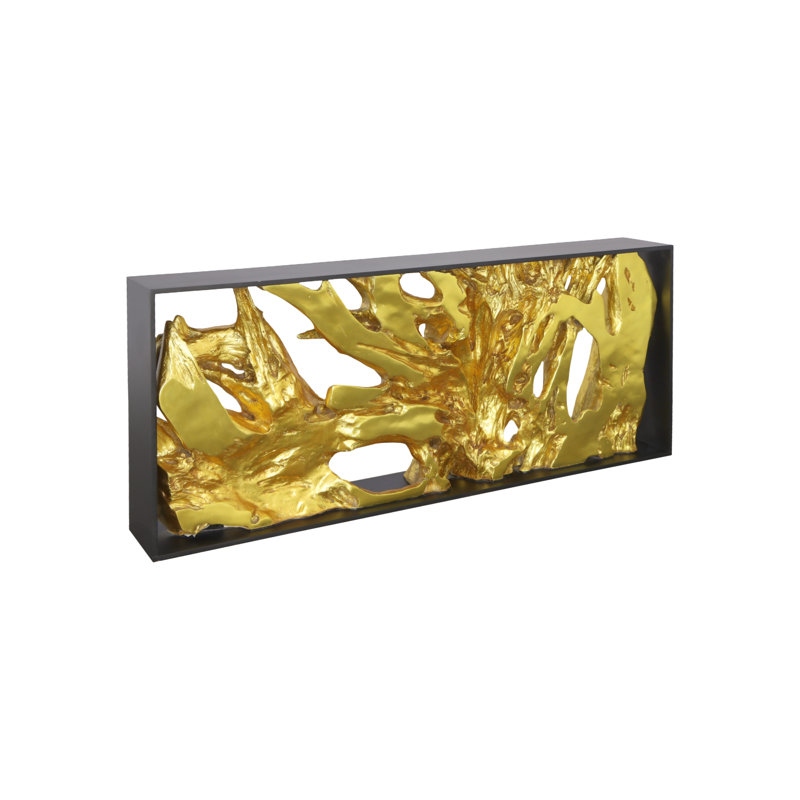 Cast Root Framed Console Table, 35" H x 80" W x 12" D, Gold