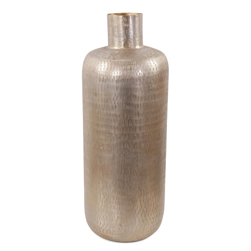 Etched Crossways Short Neck Bottle Vase- Large, Gold, 21.25" H x 8" W x 8" D