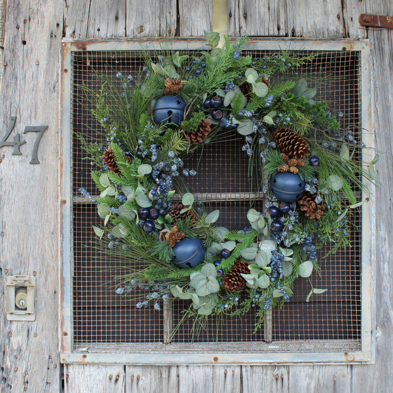 Couronne de Noël myrtille et Sleighbell, H 26 po x l 26 po x P 6 po