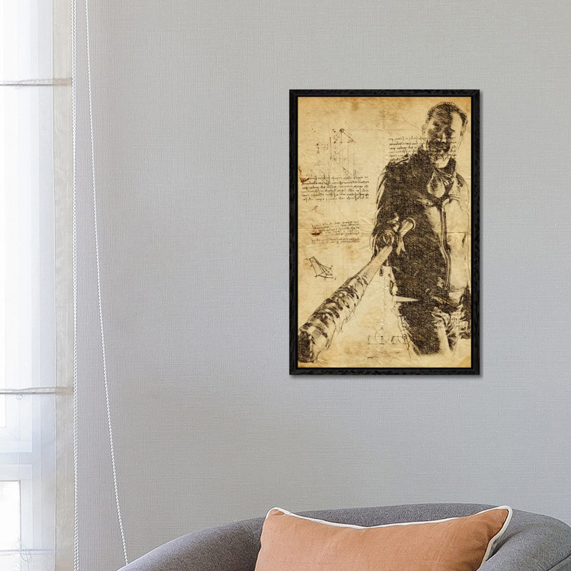 Dachshund Holding Football by Danny Gordon - Print on Canvas, 66.04 cm H x 45.72 cm W, Black Framed