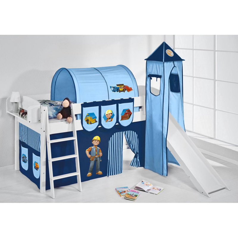 Ida European Single Mid Sleeper Bed with Tunnel/Curtain/Tower/Pockets, Premium Plus (with shelf)