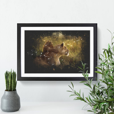 Lioness with Lion Cub - Framed Print