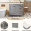 Meuble-lavabo gris 36 po avec évier en céramique, 5 tiroirs, fonction de fermeture en douceur, grande capacité de rangement de 36 po, style intemporel silencieux-856597810
