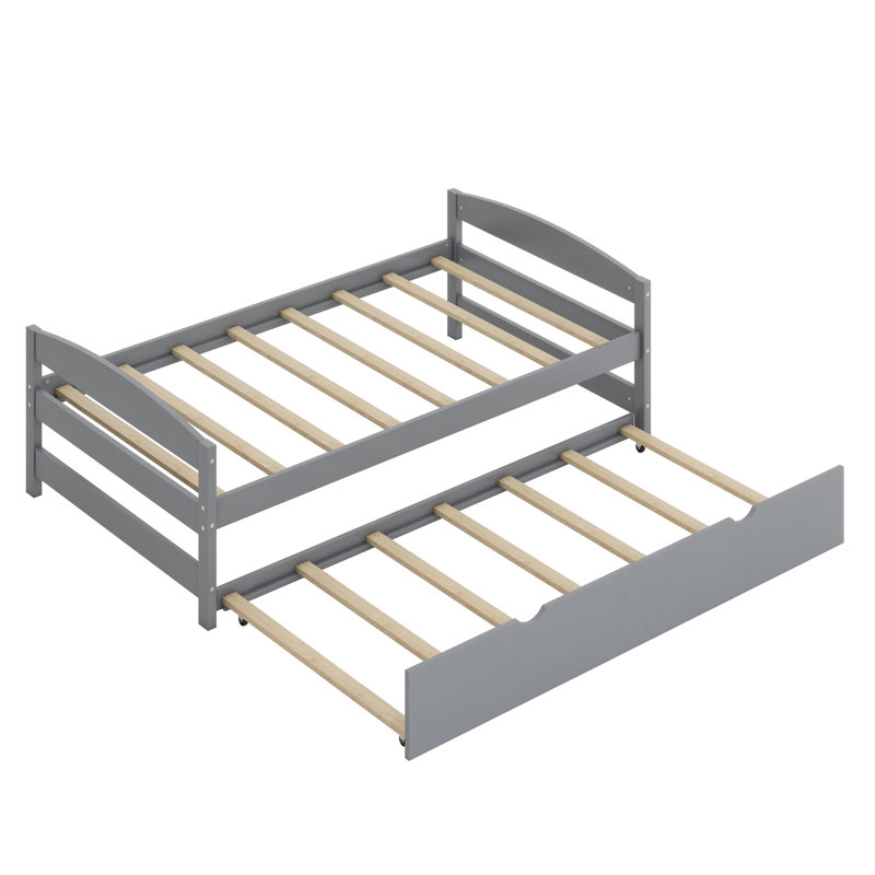 Lit plate-forme avec lit gigogne, Gris