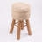 Modern Round Counter Height Barstool, 24 Inch Counter Height, Soft Padded Upholstered Backless Seat with Ethnic Pattern, Farmhouse Style, Kitchen Island/Breakfast/Pub, Mid-Century Natural Wooden Base, Multicolor-928378562-928378564