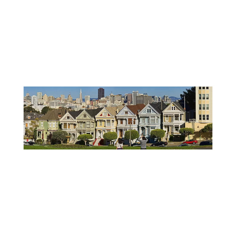 Famous Row Of Victorian Houses Called Painted Ladies, San Francisco - Wrapped Canvas Panoramic Print