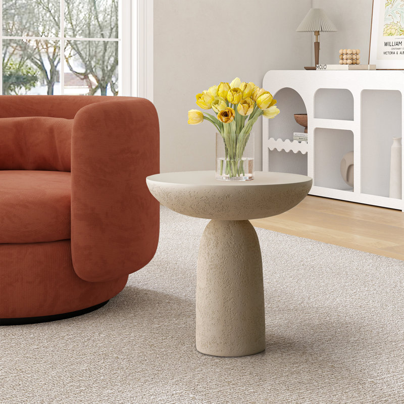 57.5x57.5cm Side Table Pedestal Sofa Table Stone-effect  Coffee Table