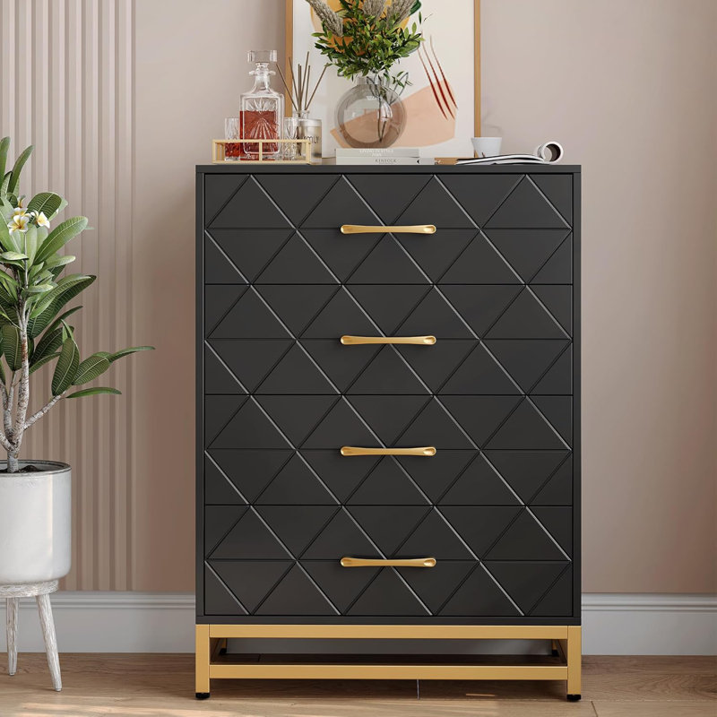 4 - Drawer Chest of Drawers, Black