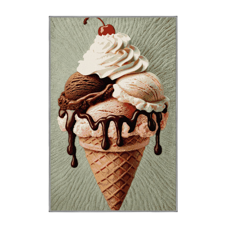  Tapis lavable à motif de desserts Sundae, Rectangle 6 pi x 9 pi