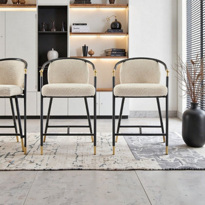 26 Inch Height Upholstered Counter Stool With Iron Frame - Set Of 2 Counter Stools