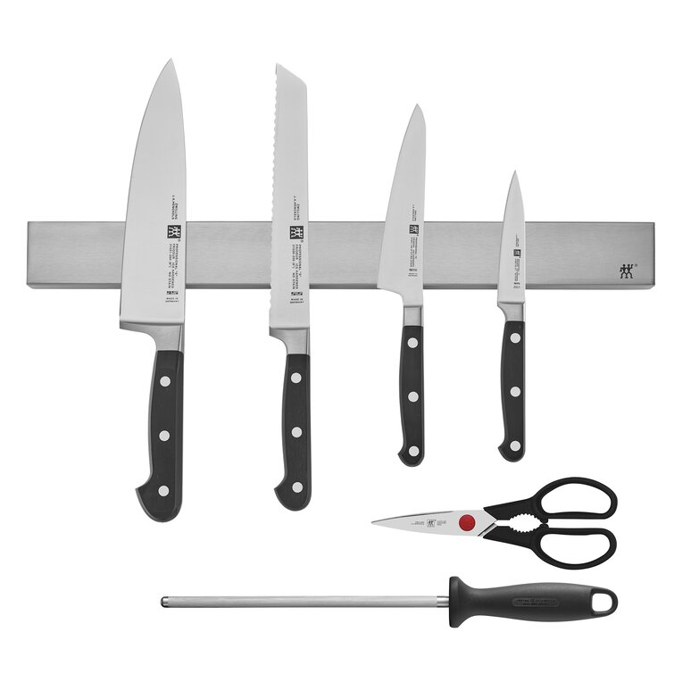 7pc Chopping Kitchen Set With 6pc Knife Block Set & In-Built Knife Sharpener And Large Gourmet Birchwood Chopping Board