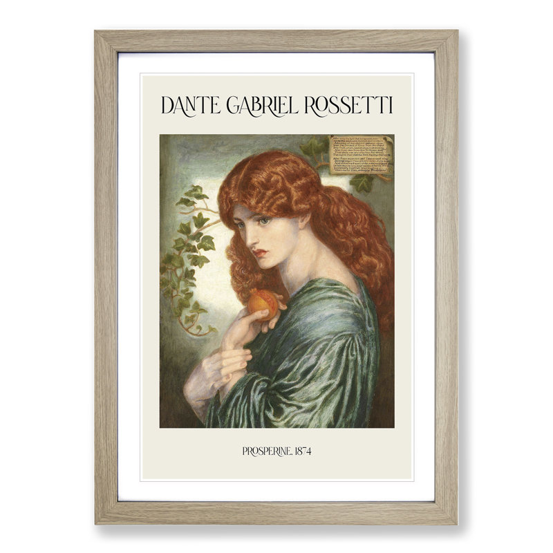 Proserpine Print by Dante Gabriel Rossetti - Picture Frame Painting, Oak Framed, 36cm H x 27cm W x 2cm D