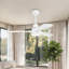 Ventilateur de plafond blanc de 48 pouces avec lumière DEL intégrée, 3 pales en bois massif, moteur à courant continu contrôlé à distance