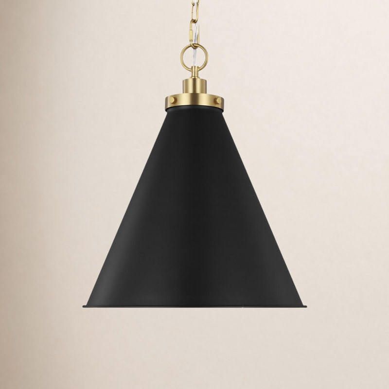 Wellfleet 1 - Light Pendant, Burnished Brass, Midnight Black, 19" H x 15.625" W x 15.625" D