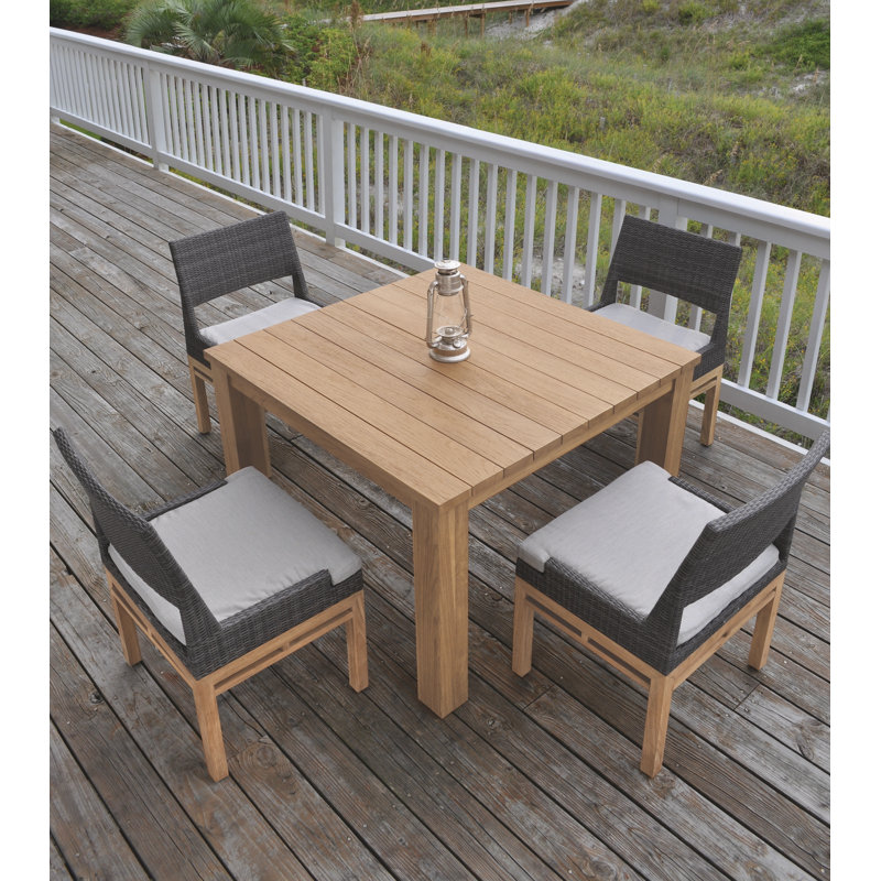 Tuscany Outdoor Square Teak Dining Table, Distressed Teak