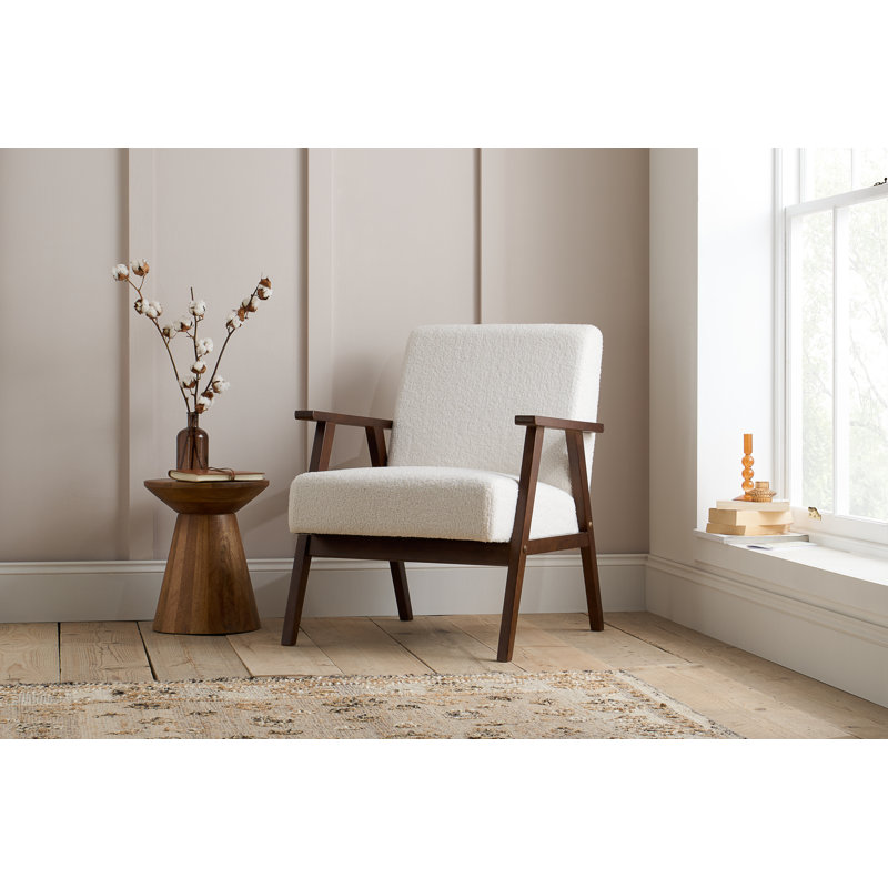 Springview Upholstered Armchair, White, Walnut
