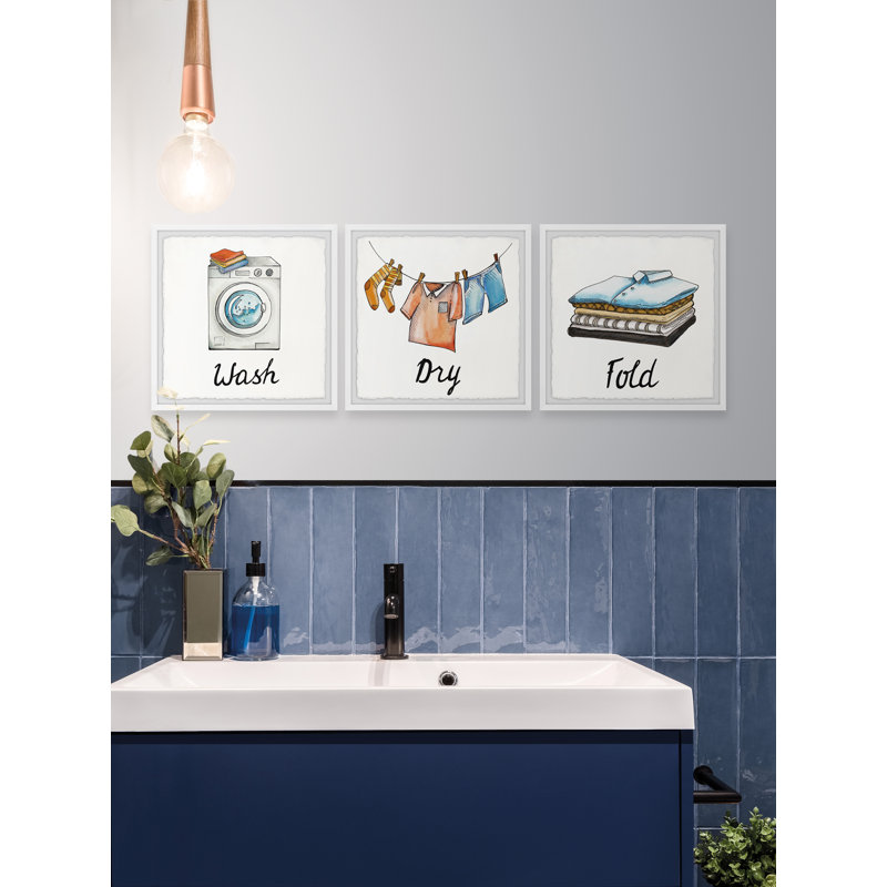 Stretched Clothesline by Marmont Hill - 3 Piece Single Picture Frame Panoramic Painting