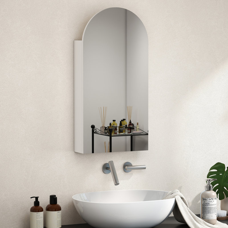 15.7mm W 31.5mm H Wall Mounted Required Framed Medicine Cabinet Mirror Adjustable, White