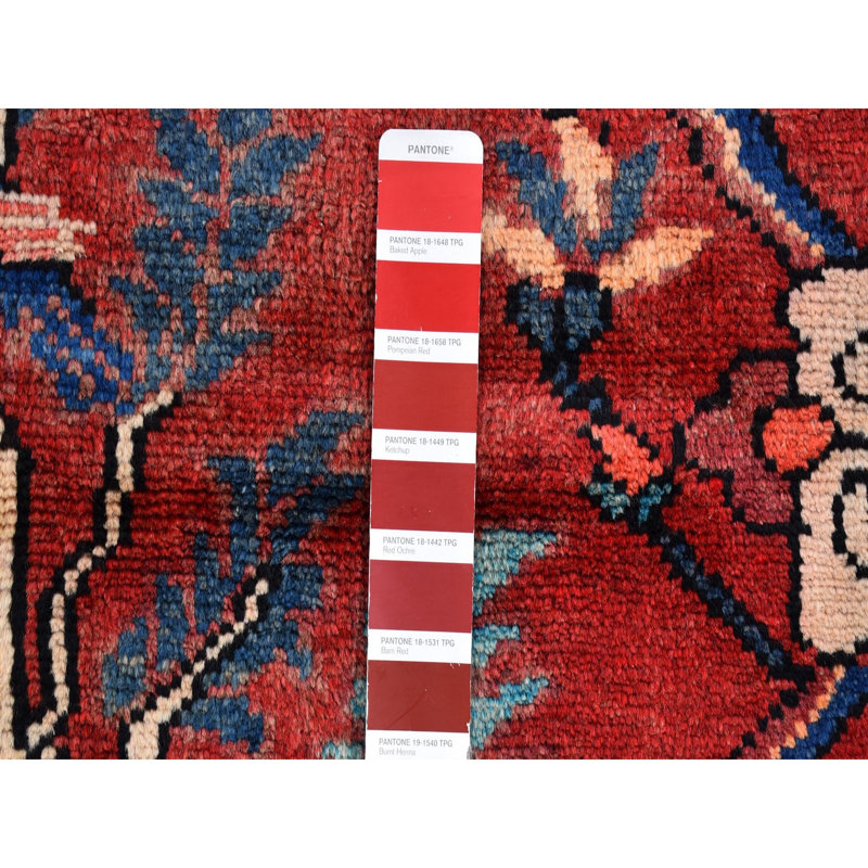 Tapis oriental rouge 3 pi 5 po x 9 pi 7 po en laine naturelle rouge avec des figurines de cerf noué à la main 5BA8958B8AAB4D07963A4049EE6EA331