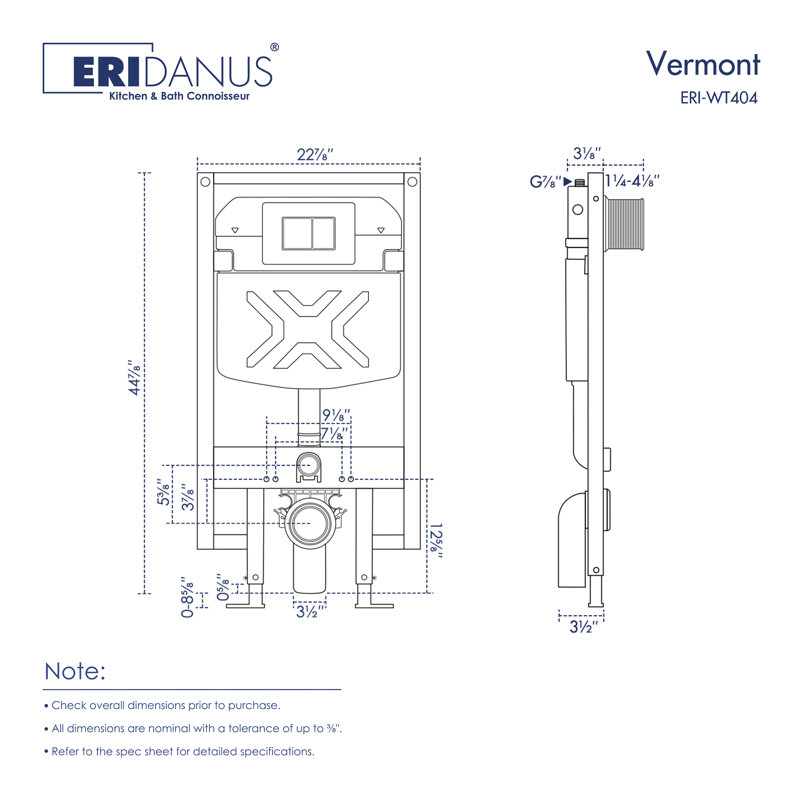 Hampton 2-Piece 0.8/1.6 GPF Dual Flush Elongated Bowl Wall Mounted Toilets with In-Wall Tank, Fits 2x4 Studs (Seat Included)