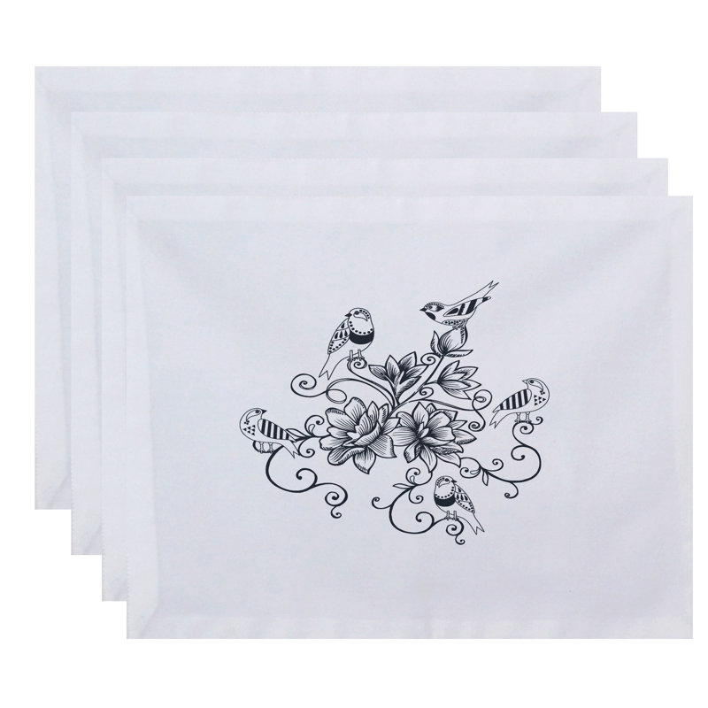 Aspacio Polyester Floral Rectangle Placemat, Gray