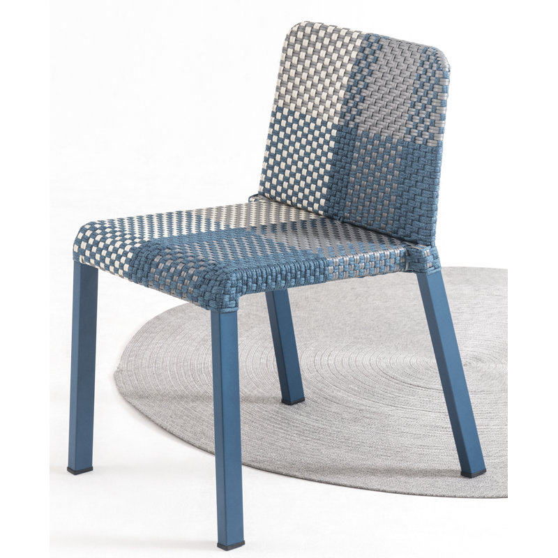 Pixie Outdoor Dining Side Chair, Teal Marine, Oyster/Titanium/Breeze