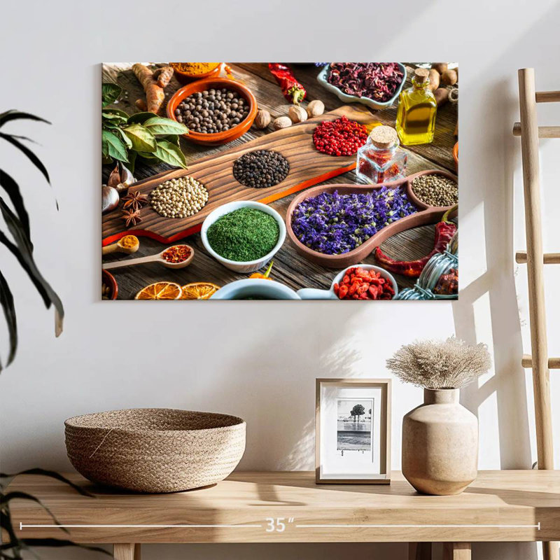 Yarlin Rustic Kitchen Herbs And Spices, 34" H x 51" W