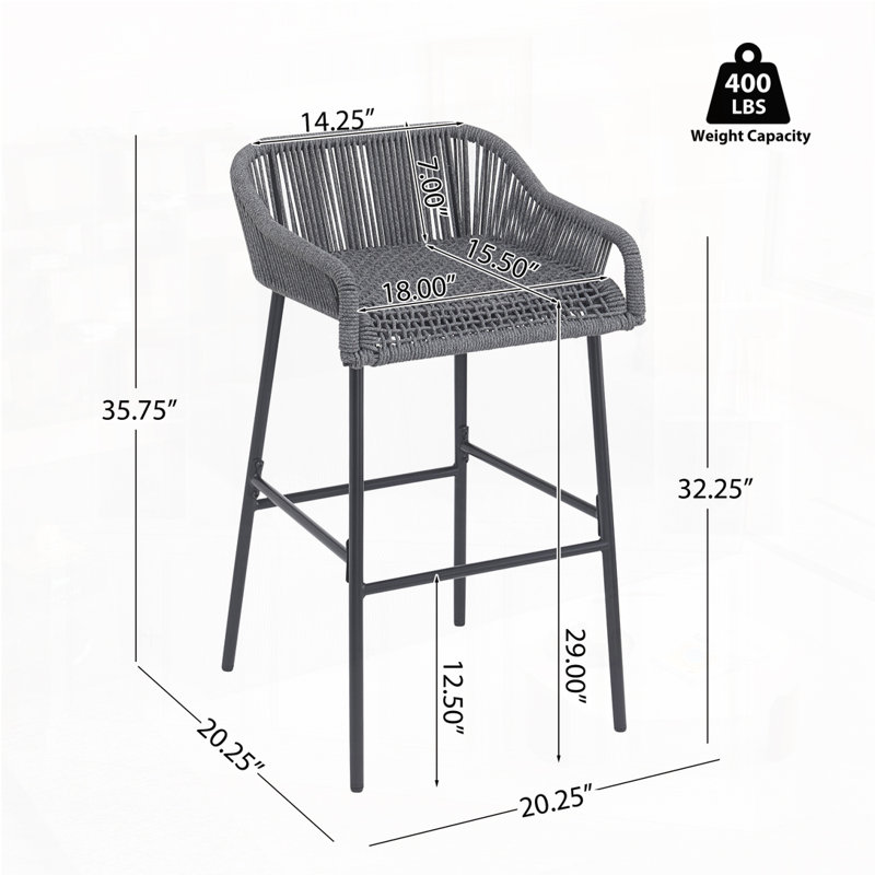 Tabouret de bar pour l'extérieur, Gris foncé